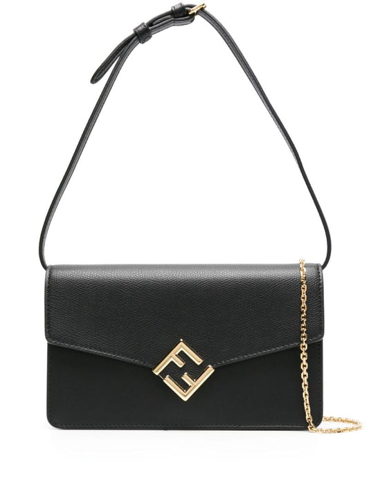 X Stefano Pilati Black Ff Diamonds Leather Clutch Bag