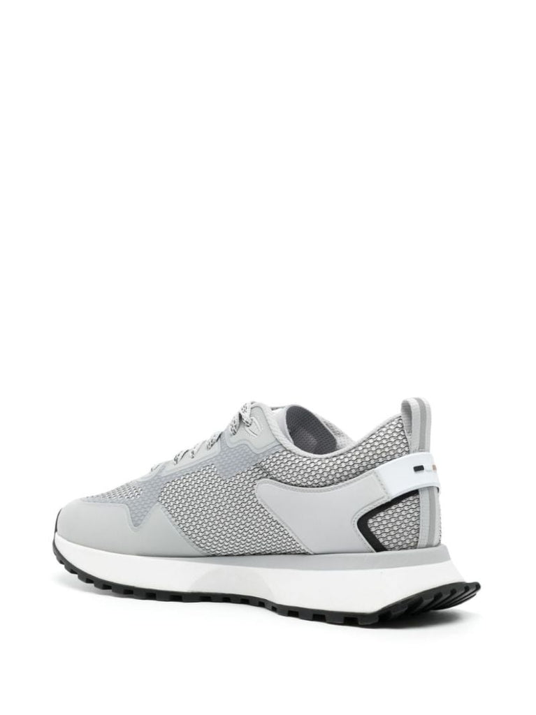 Grey Panelled Mesh Sneakers