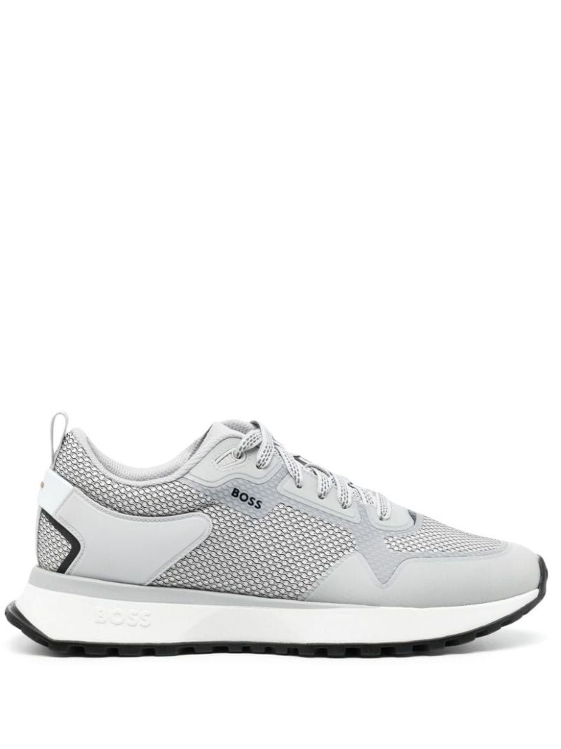 Grey Panelled Mesh Sneakers