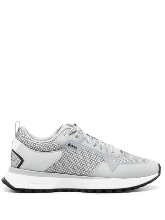 Grey Panelled Mesh Sneakers