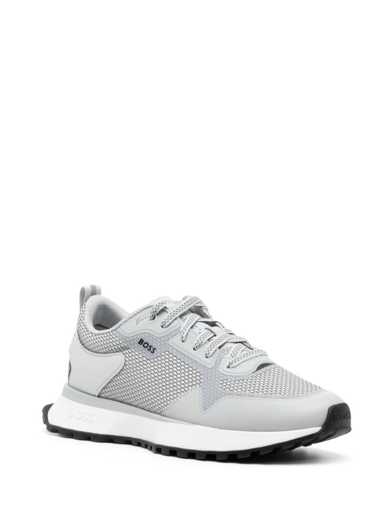 Grey Panelled Mesh Sneakers