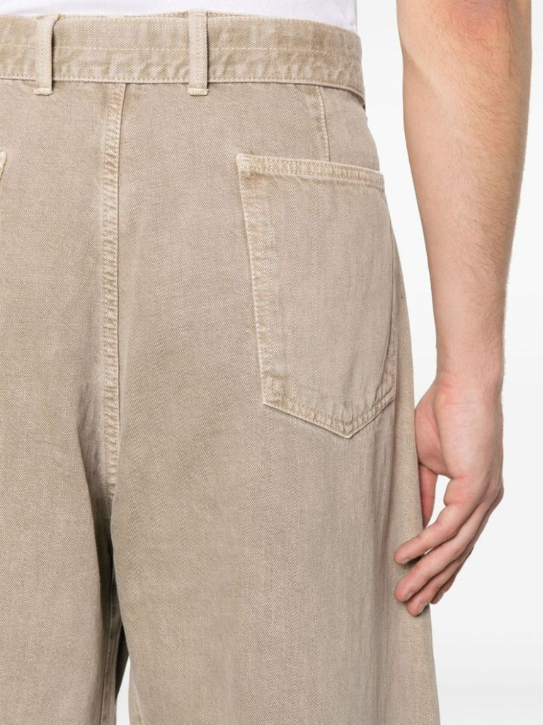 Neutral Belted Denim Shorts