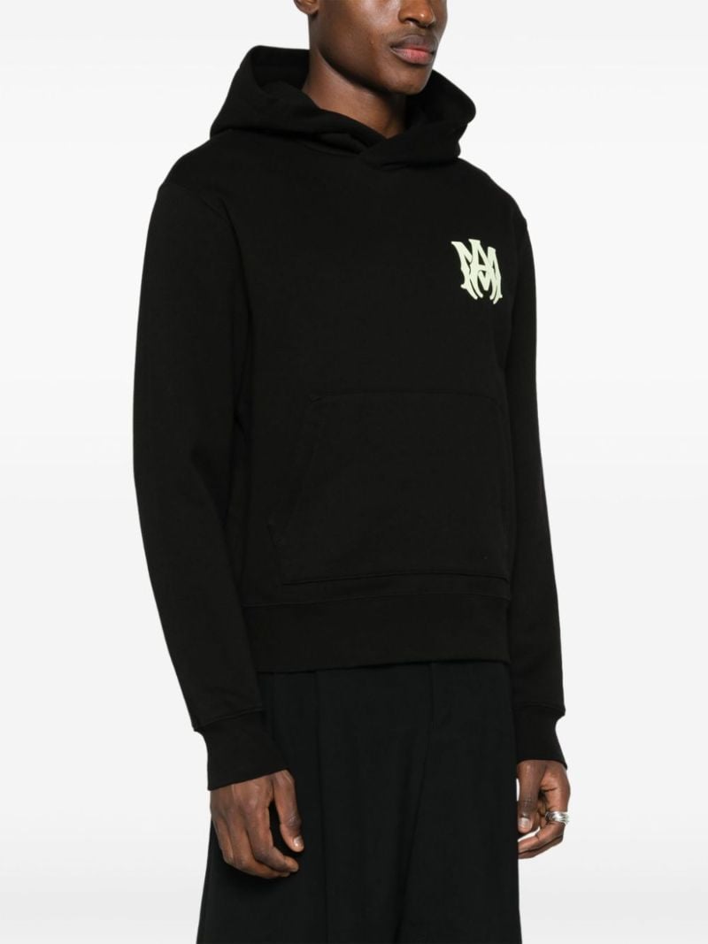Black Ma-print Cotton Hoodie