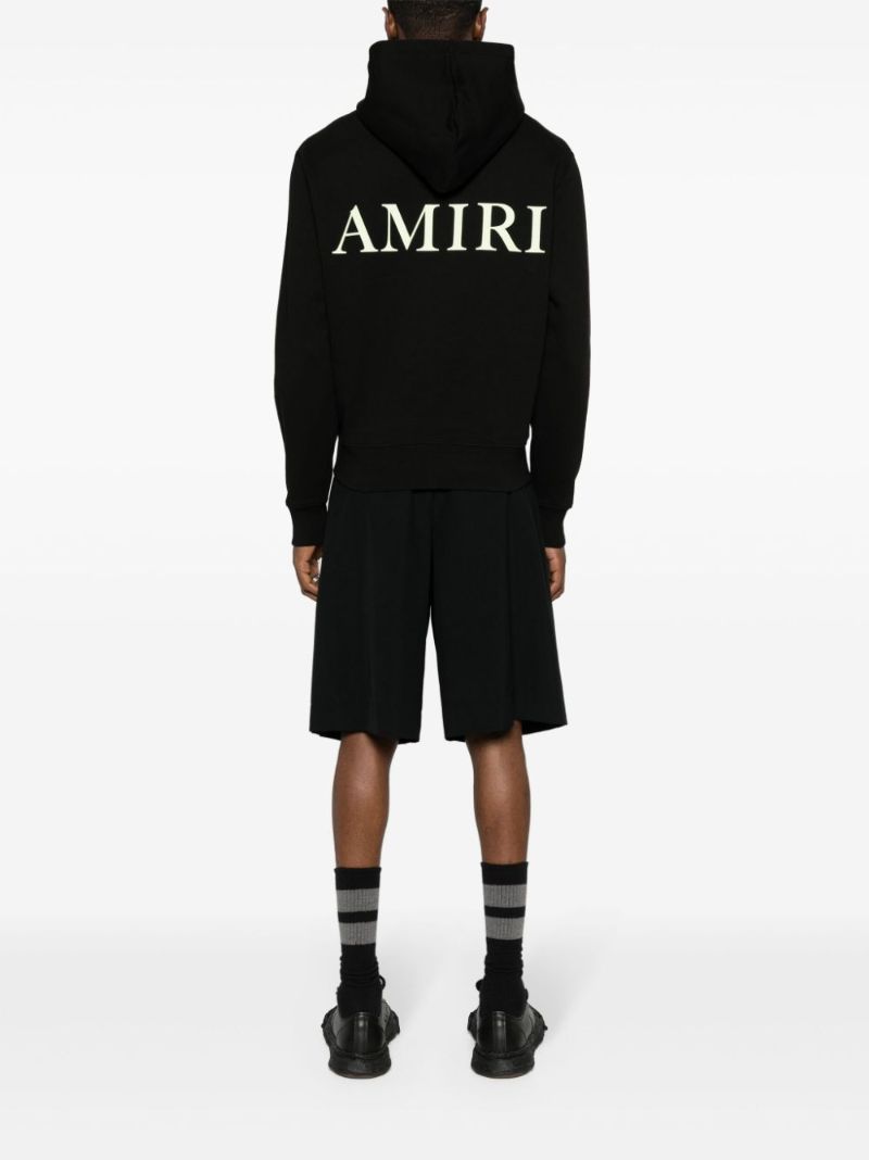 Black Ma-print Cotton Hoodie