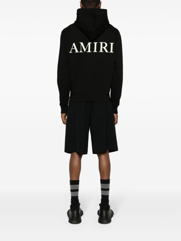 Black Ma-print Cotton Hoodie