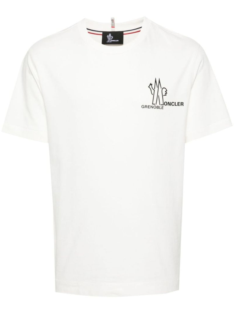 White Logo Print Cotton T-shirt