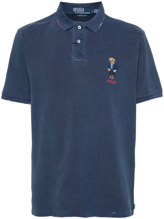 Blue Polo Bear Cotton Polo Shirt