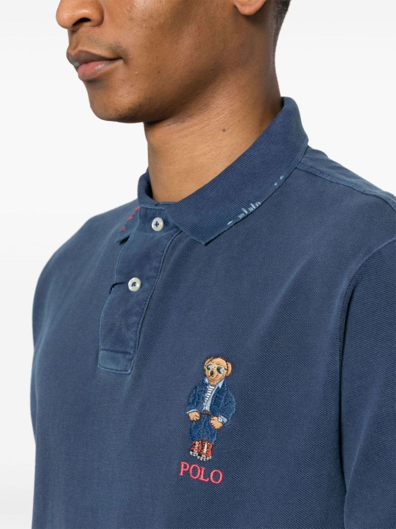 Blue Polo Bear Cotton Polo Shirt
