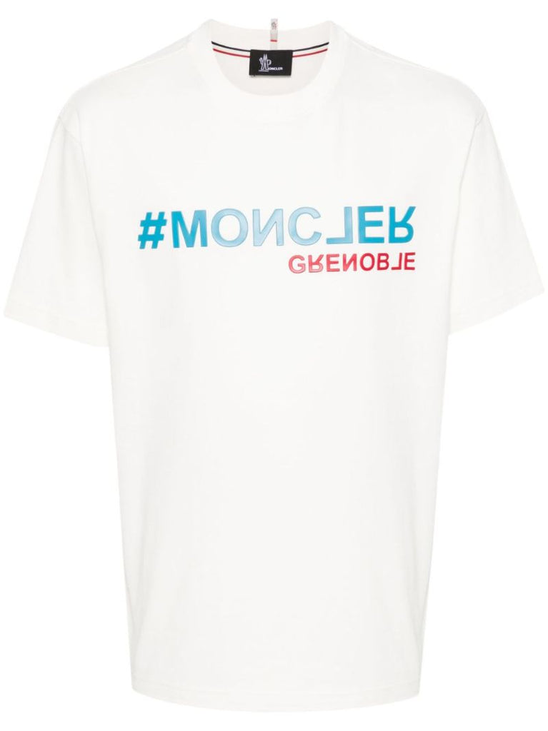 White Logo Print Cotton T-shirt