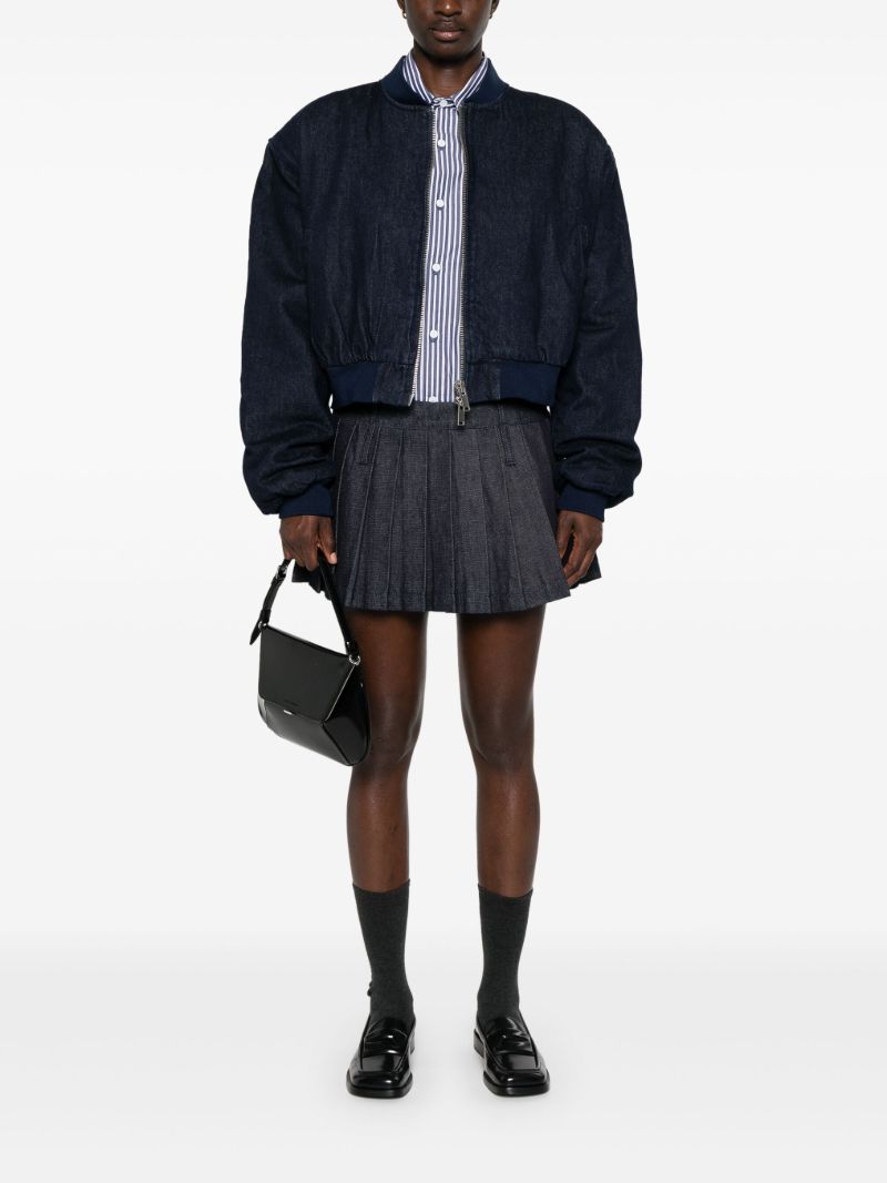 Blue Pleated Denim Skirt