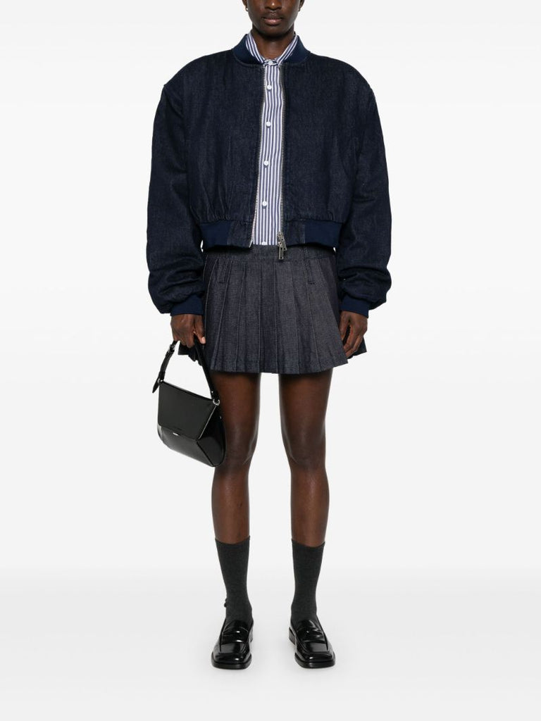 Blue Pleated Denim Skirt