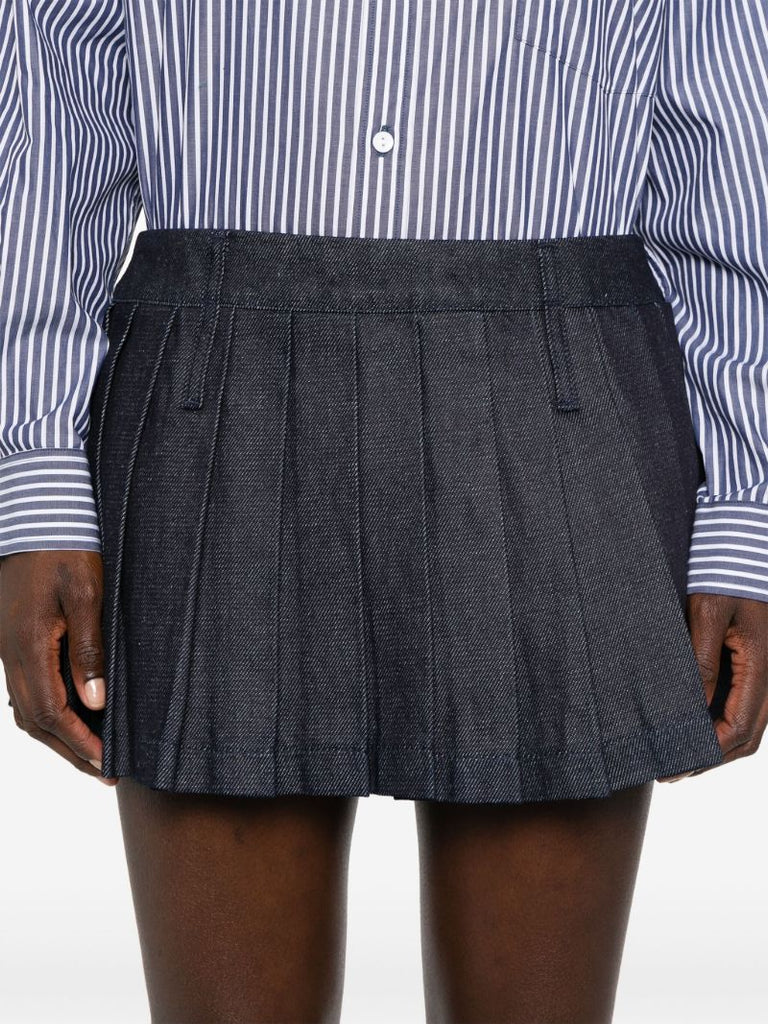 Blue Pleated Denim Skirt
