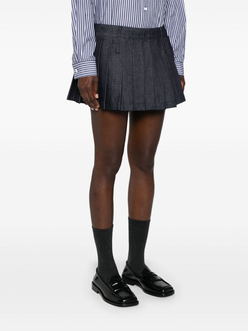 Blue Pleated Denim Skirt