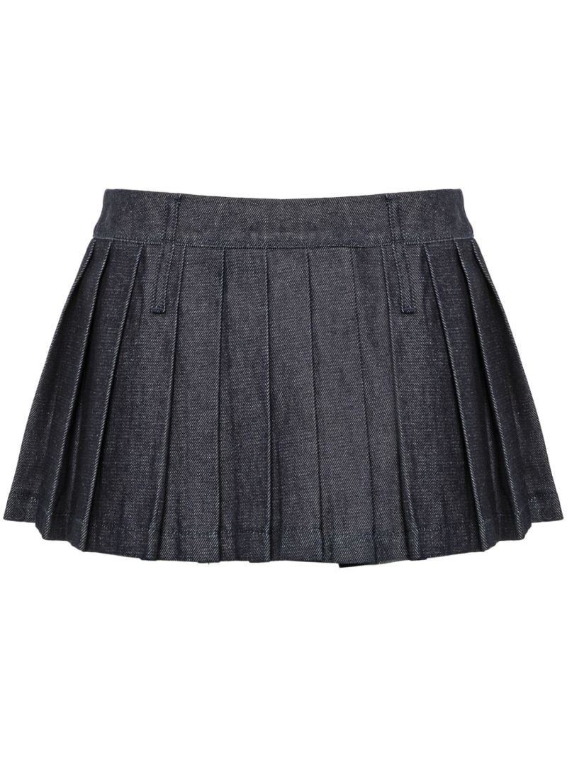 Blue Pleated Denim Skirt