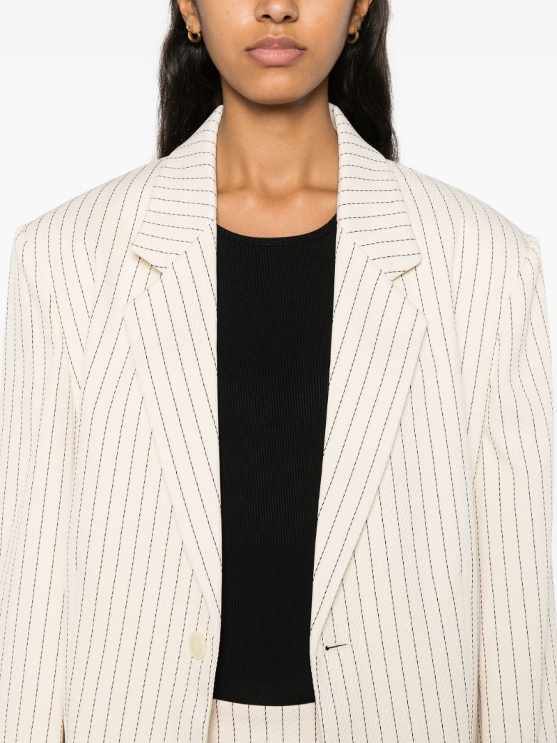 Neutral Pinstripe Twill Blazer