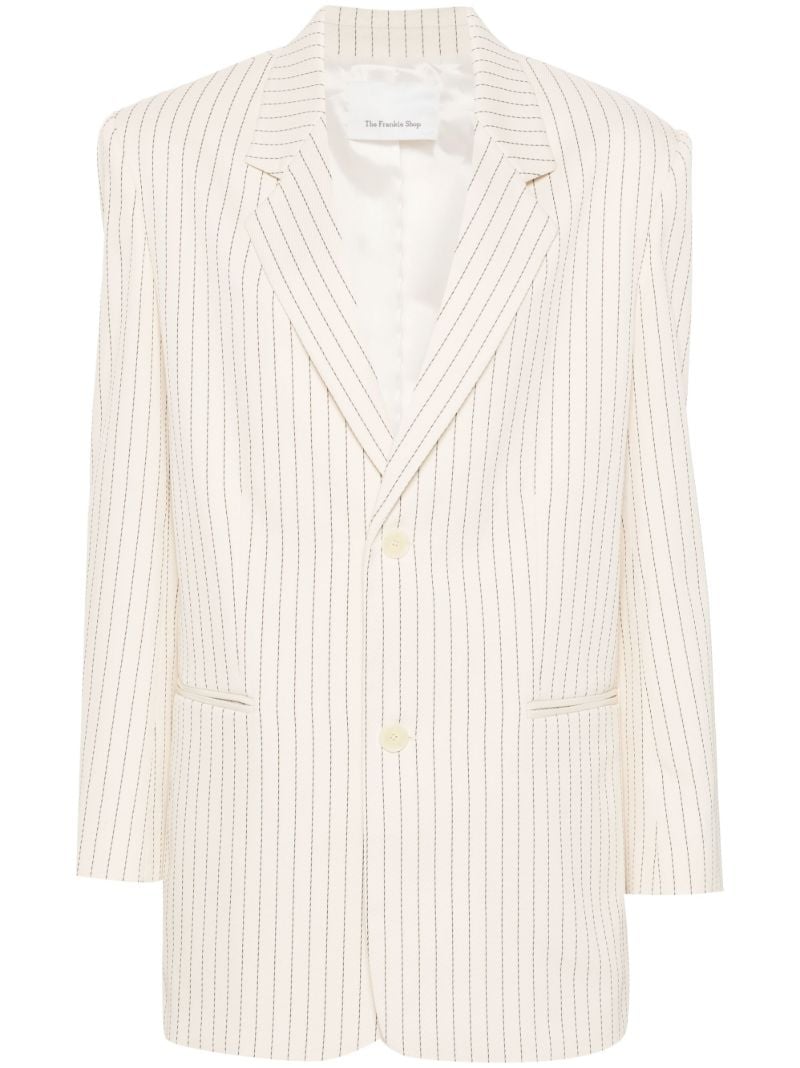 Neutral Pinstripe Twill Blazer