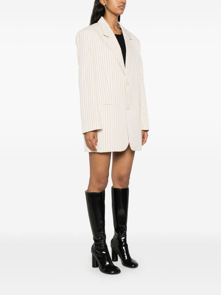 Neutral Pinstripe Twill Blazer