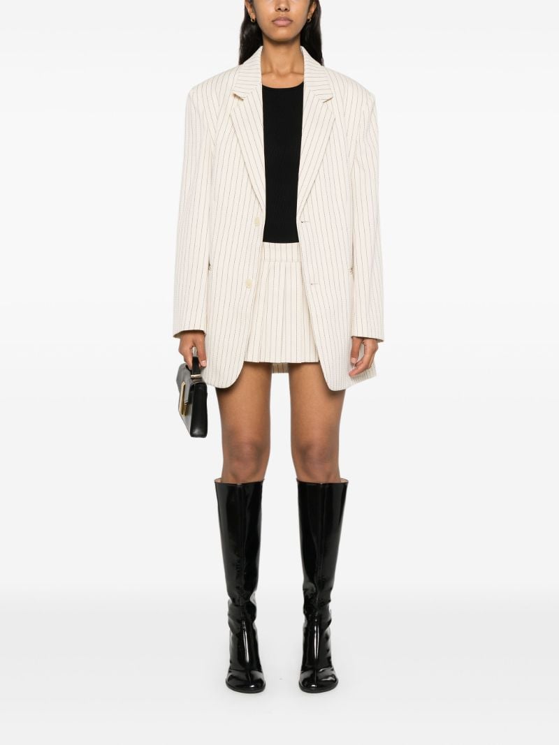 Neutral Pinstripe Twill Blazer