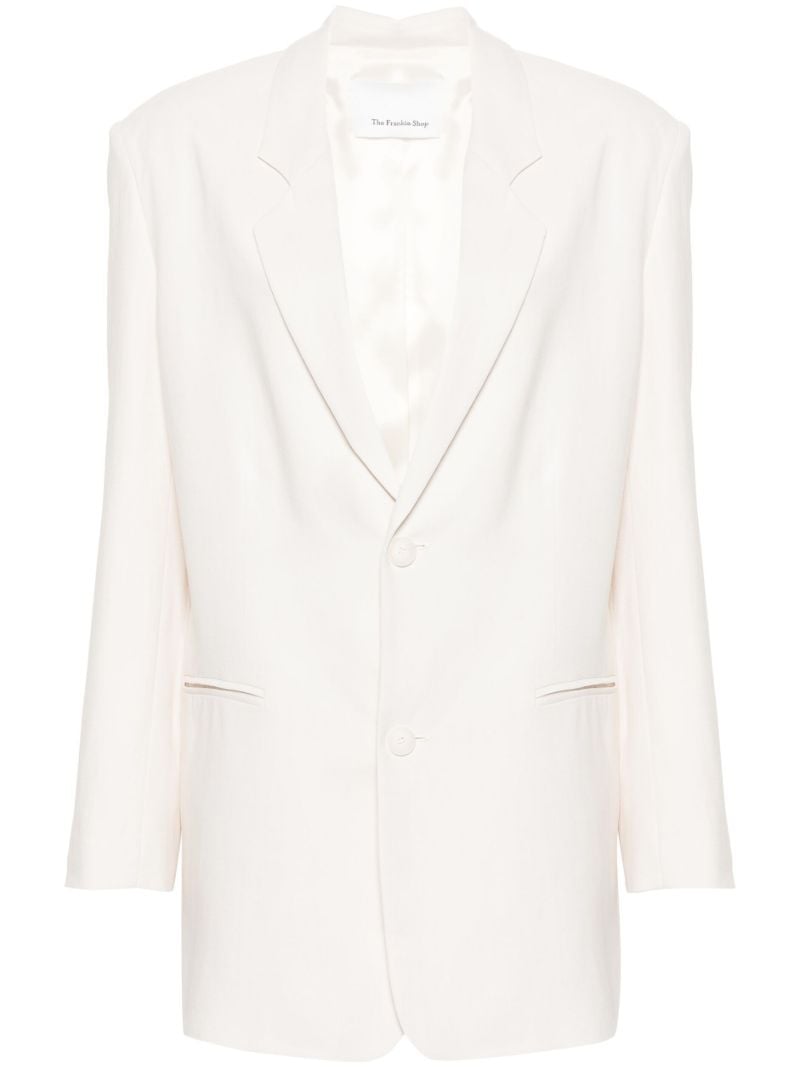 White Twill Single-breasted Blazer