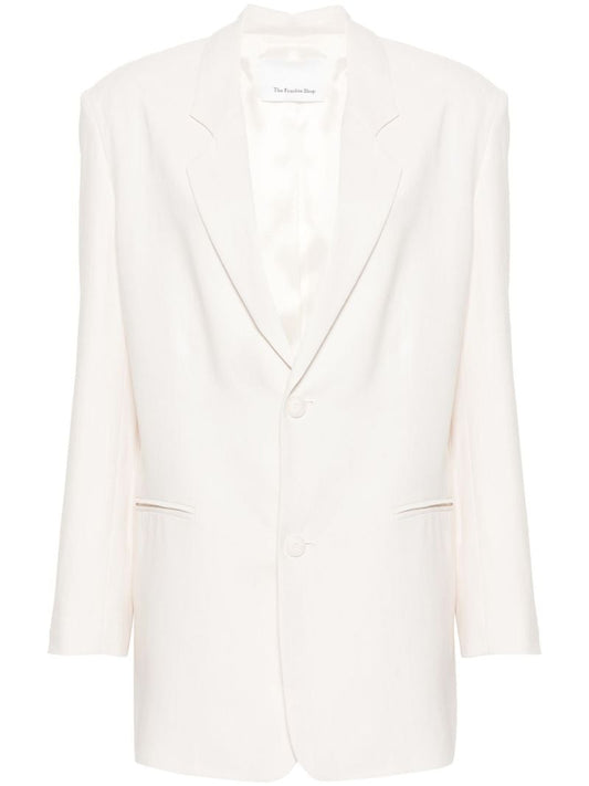 White Twill Single-breasted Blazer