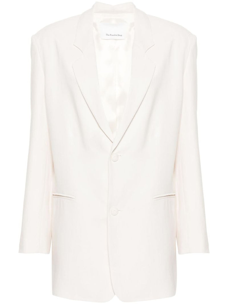 White Twill Single-breasted Blazer