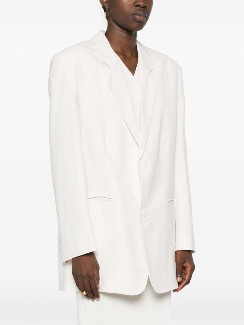 White Twill Single-breasted Blazer