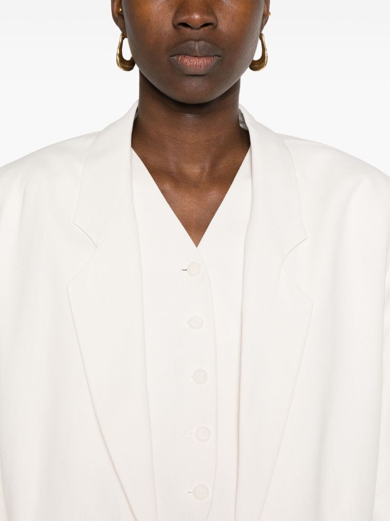 White Twill Single-breasted Blazer