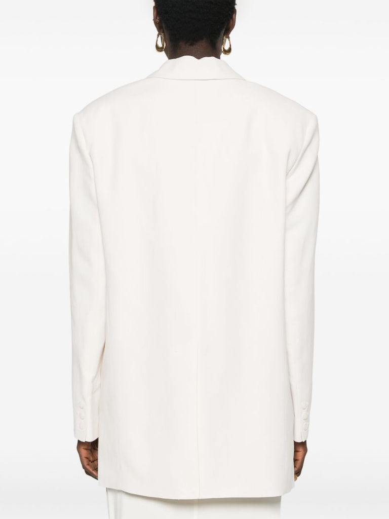 White Twill Single-breasted Blazer
