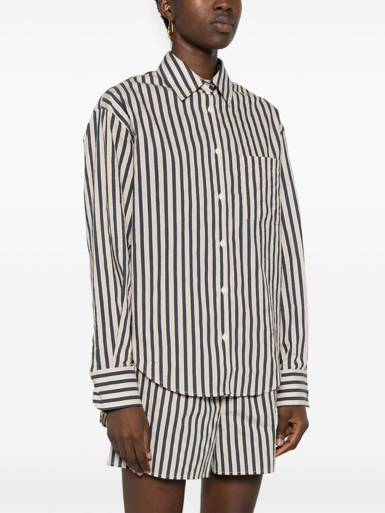 Neutral Striped Button-up Shirt