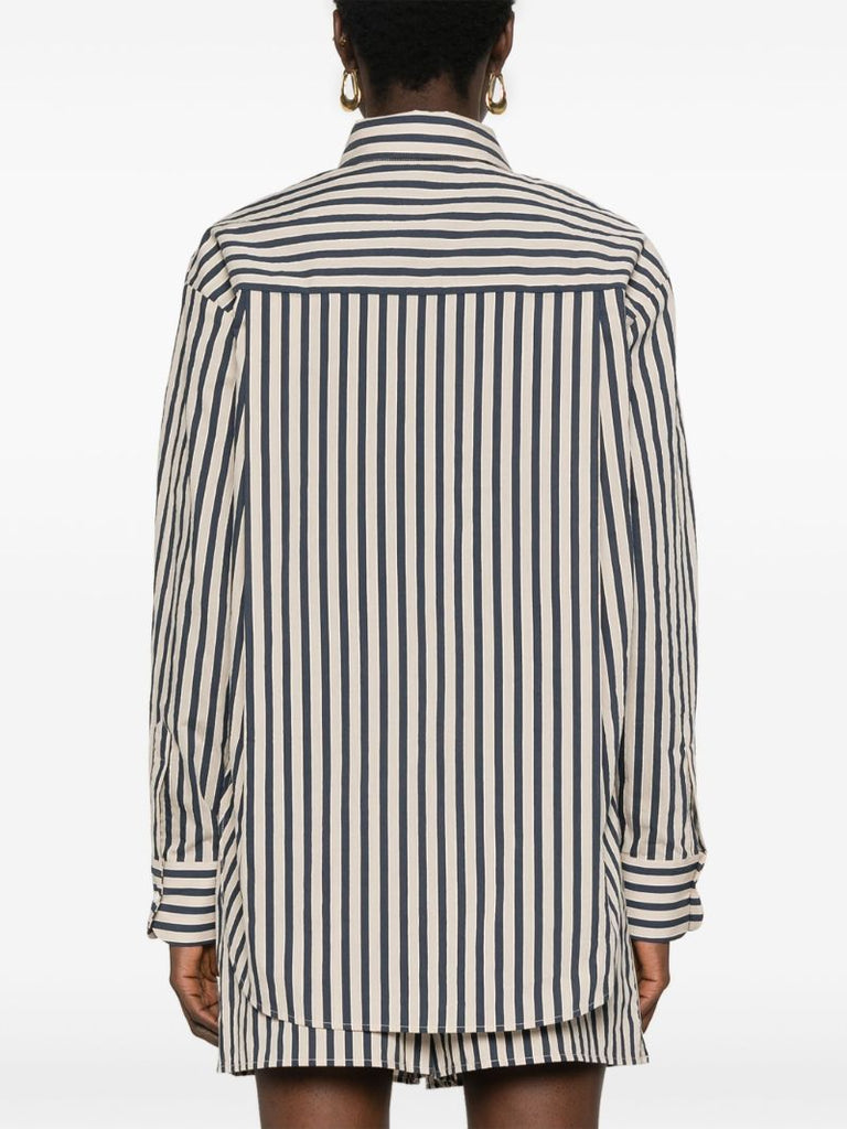 Neutral Striped Button-up Shirt