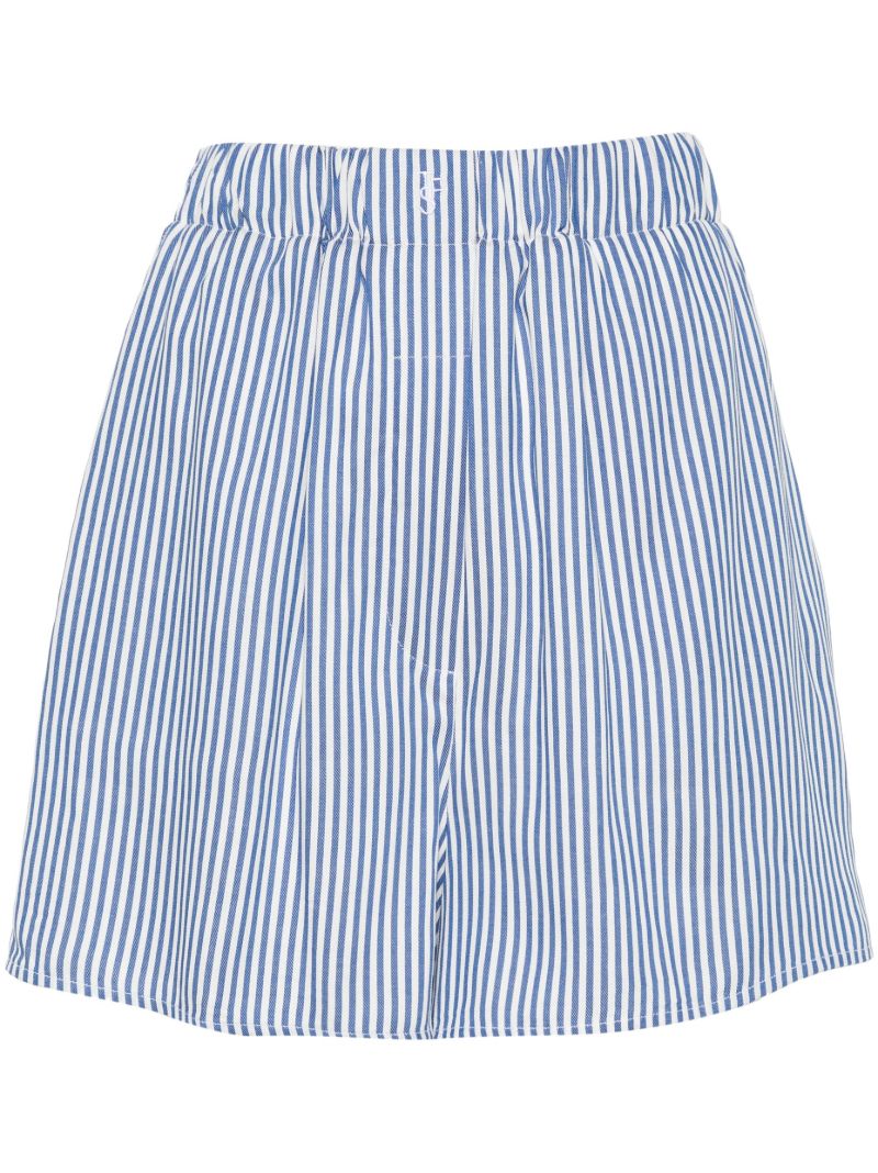 Blue Striped Elasticated-waist Shorts