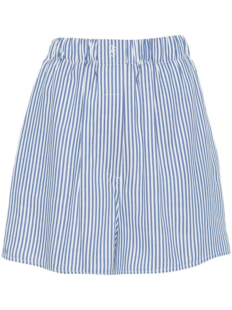 Blue Striped Elasticated-waist Shorts