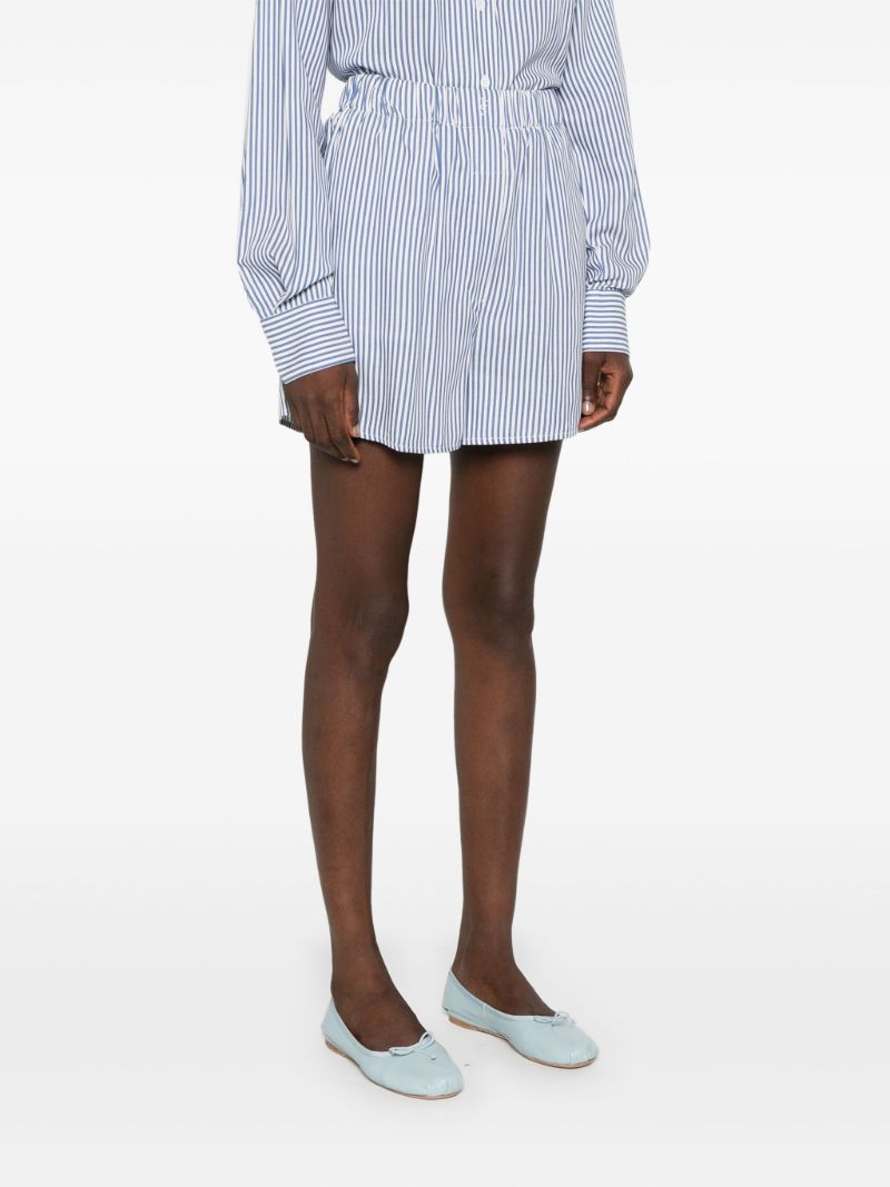 Blue Striped Elasticated-waist Shorts