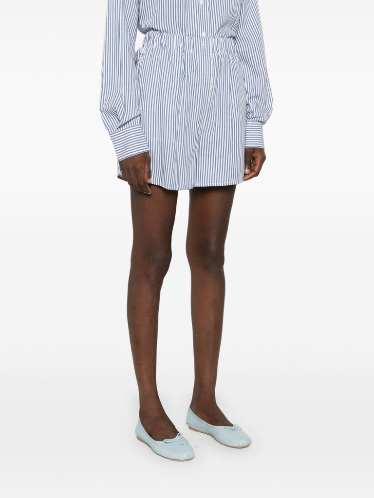 Blue Striped Elasticated-waist Shorts