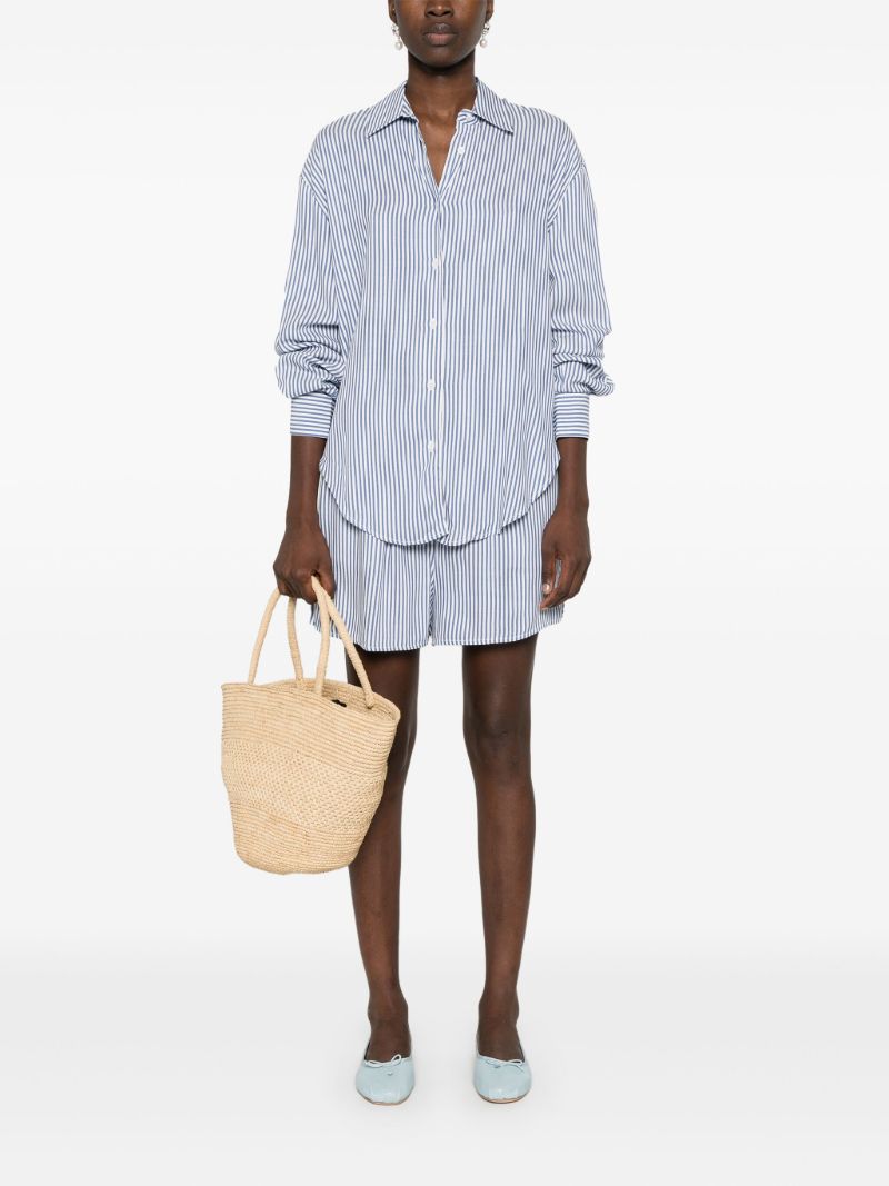 Blue Striped Elasticated-waist Shorts