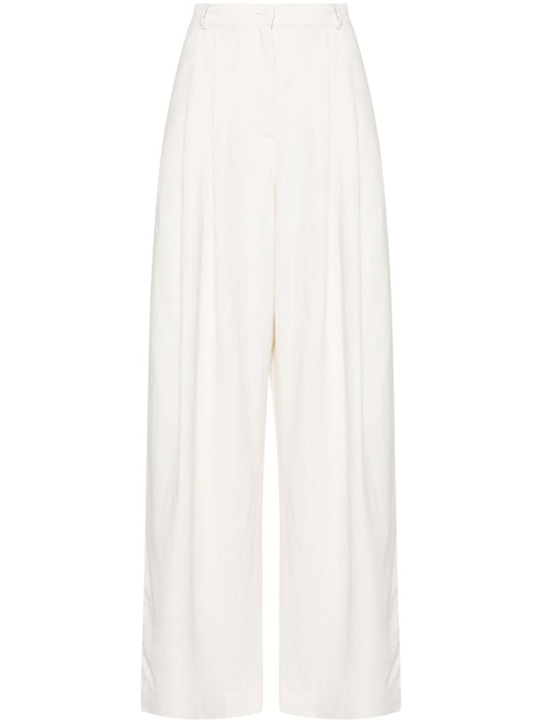 White Twill Tailored Trousers