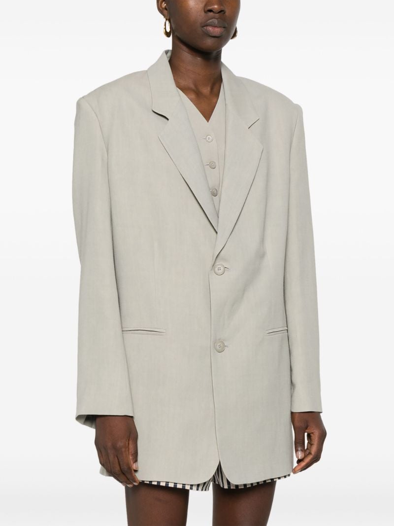 Neutral Twill Single-breasted Blazer