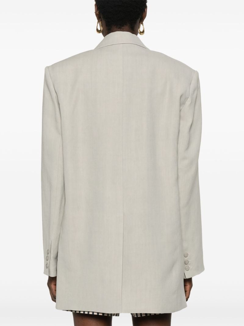 Neutral Twill Single-breasted Blazer