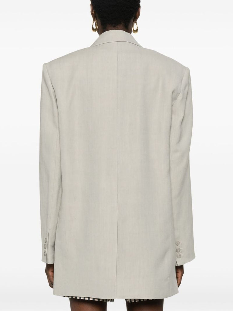 Neutral Twill Single-breasted Blazer