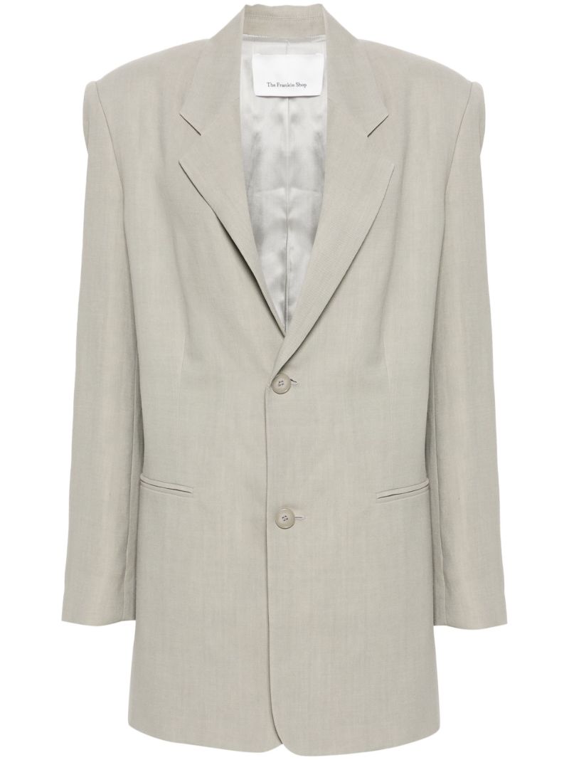 Neutral Twill Single-breasted Blazer