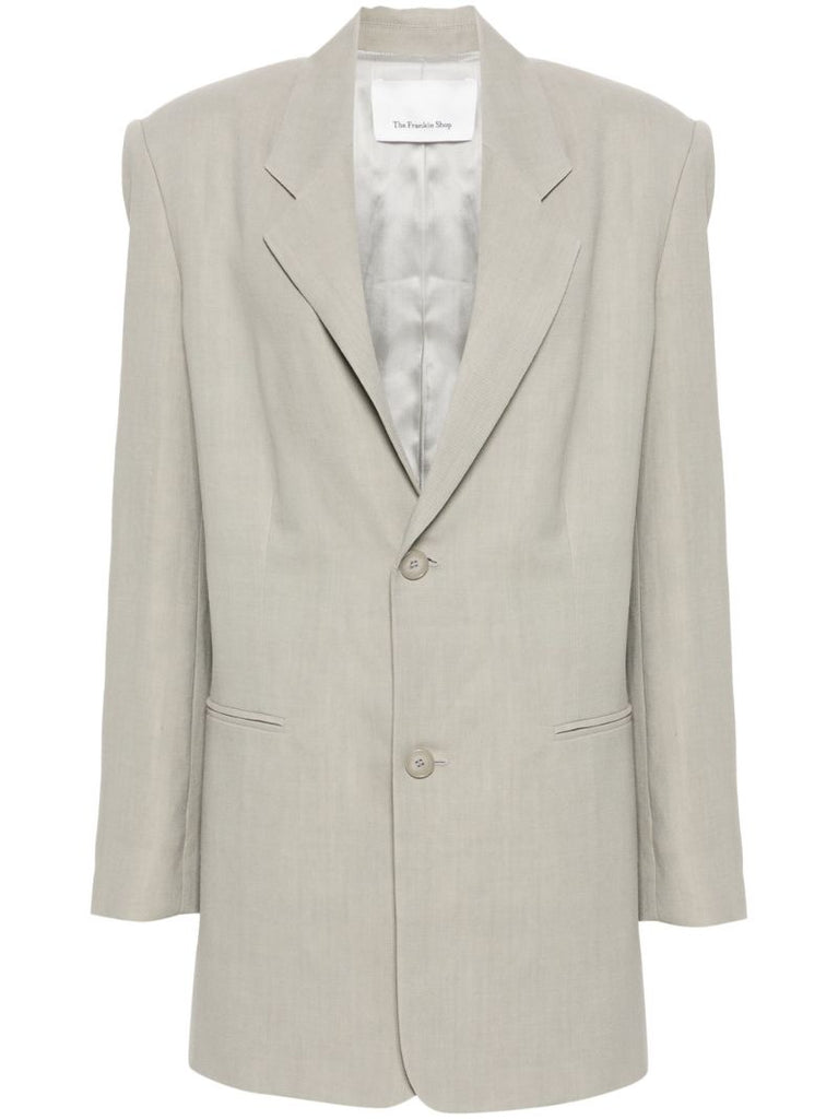 Neutral Twill Single-breasted Blazer