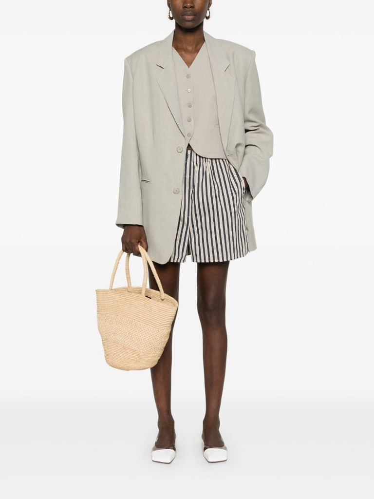 Neutral Twill Single-breasted Blazer