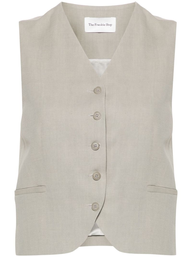 Neutral Twill V-neck Waistcoat