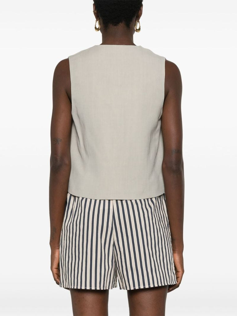 Neutral Twill V-neck Waistcoat