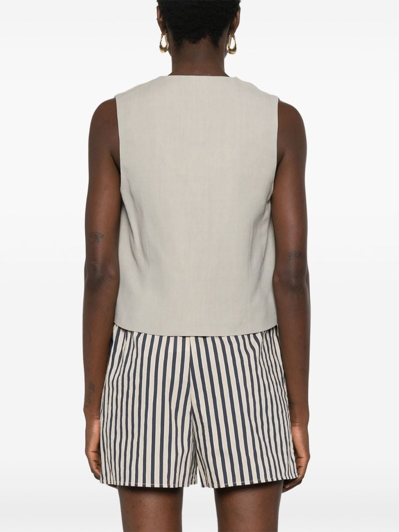 Neutral Twill V-neck Waistcoat