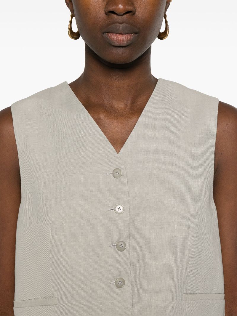 Neutral Twill V-neck Waistcoat