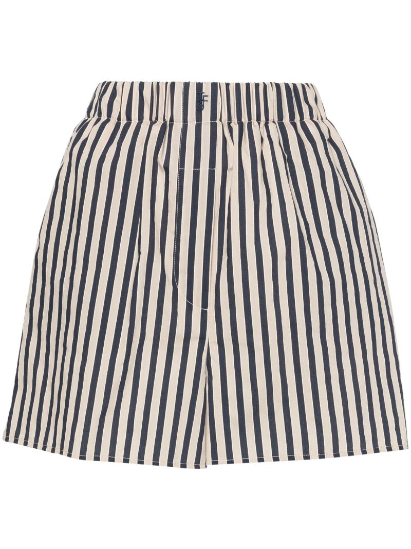 Neutral Striped Elasticated-waist Shorts