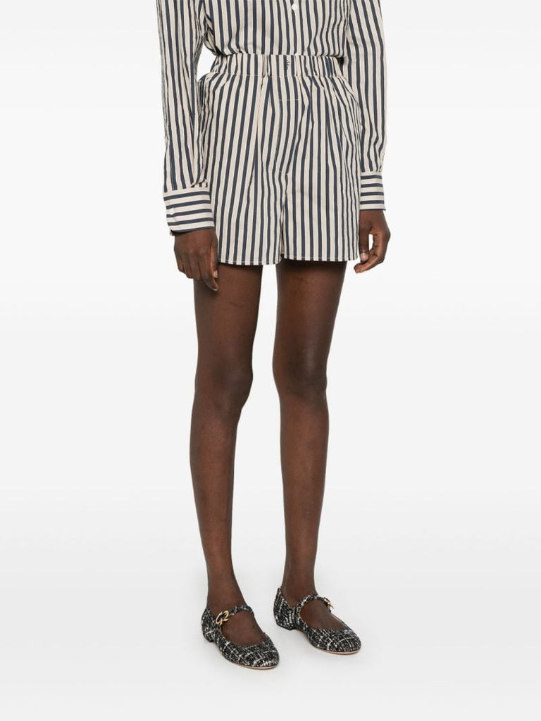Neutral Striped Elasticated-waist Shorts