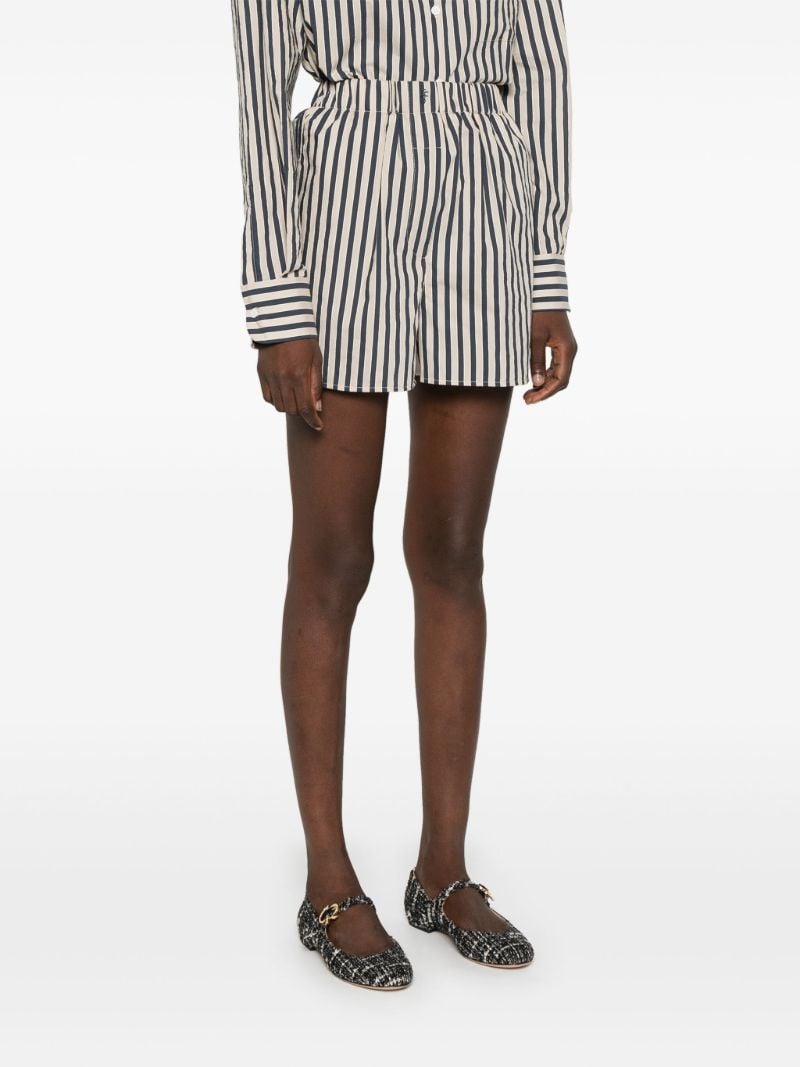 Neutral Striped Elasticated-waist Shorts