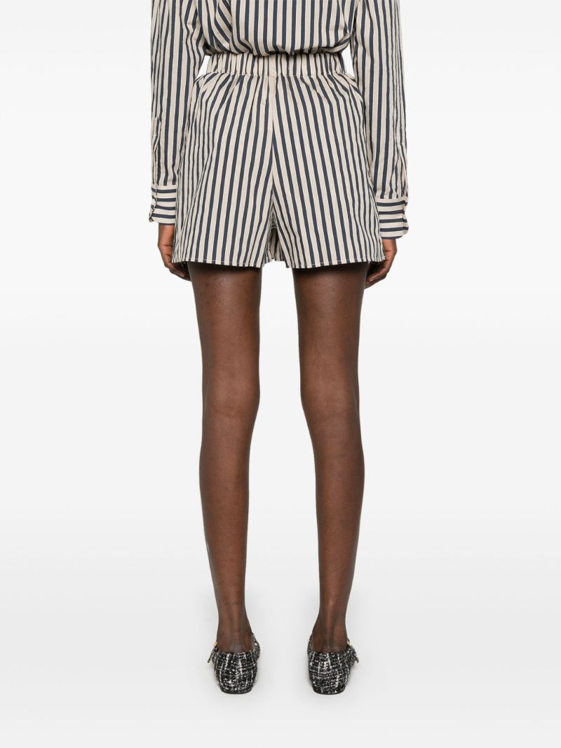 Neutral Striped Elasticated-waist Shorts